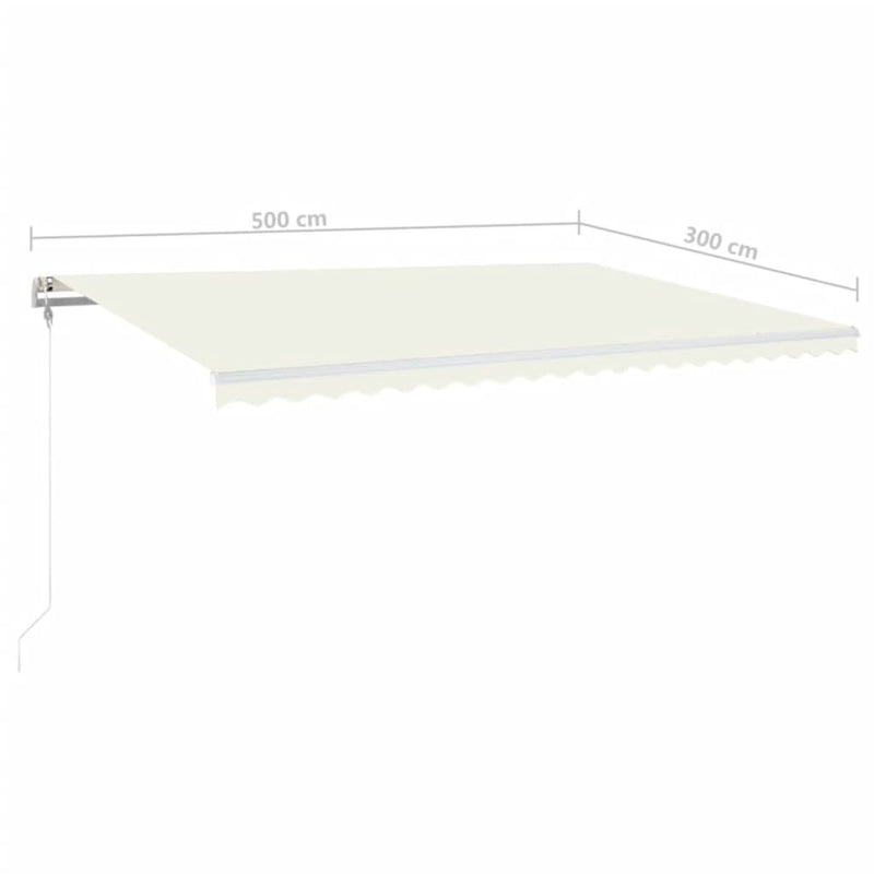 vidaXL krémszínű automata szélérzékelős és LED-es napellenző 500x300cm