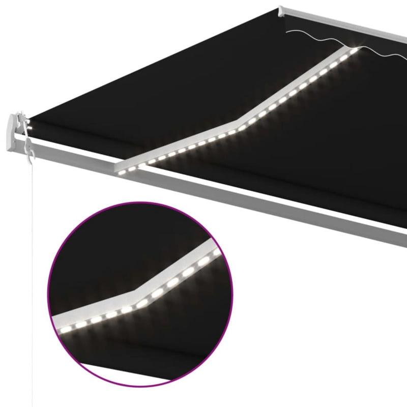 vidaXL antracitszürke szélérzékelős és LED-es napellenző 500x300 cm