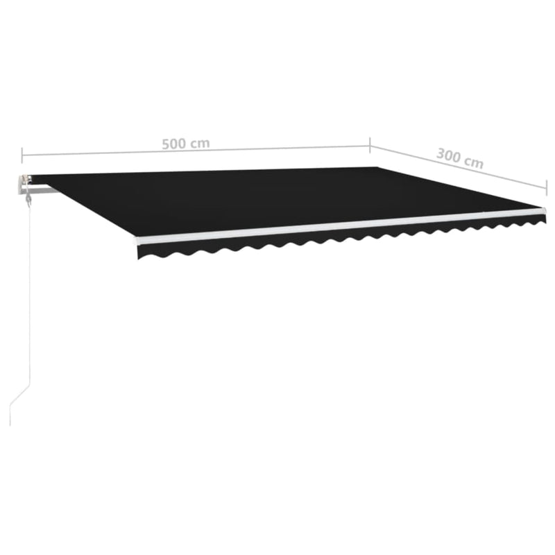 vidaXL antracitszürke szélérzékelős és LED-es napellenző 500x300 cm