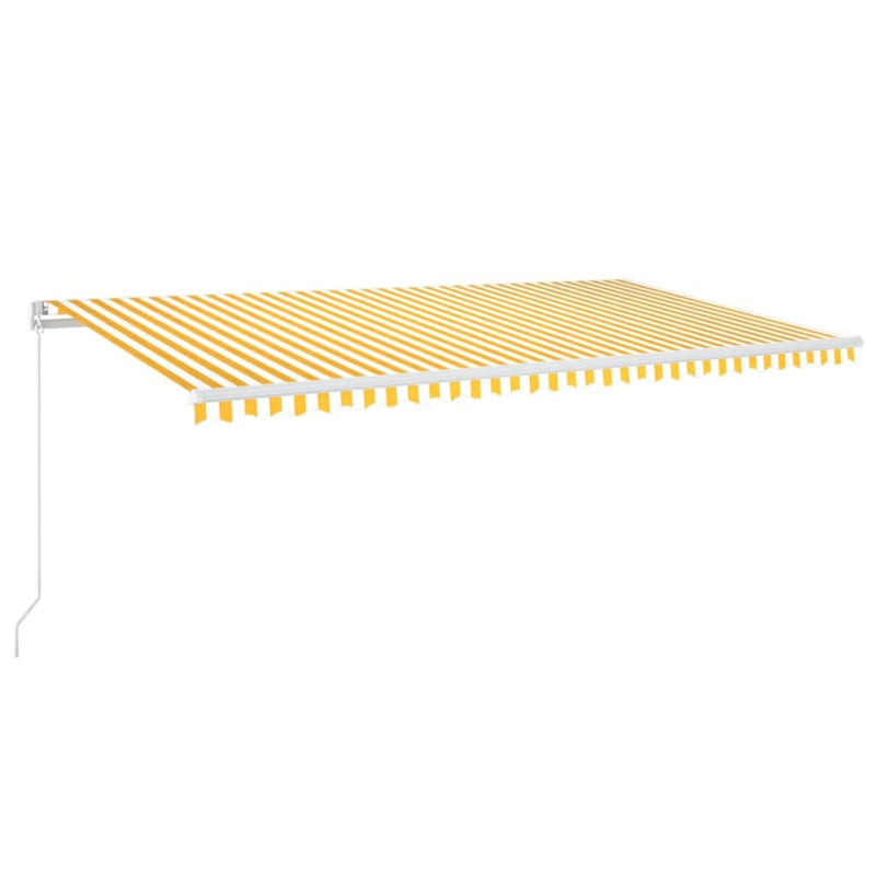 vidaXL sárga és fehér kézzel kihúzható LED-es napellenző 600x300 cm