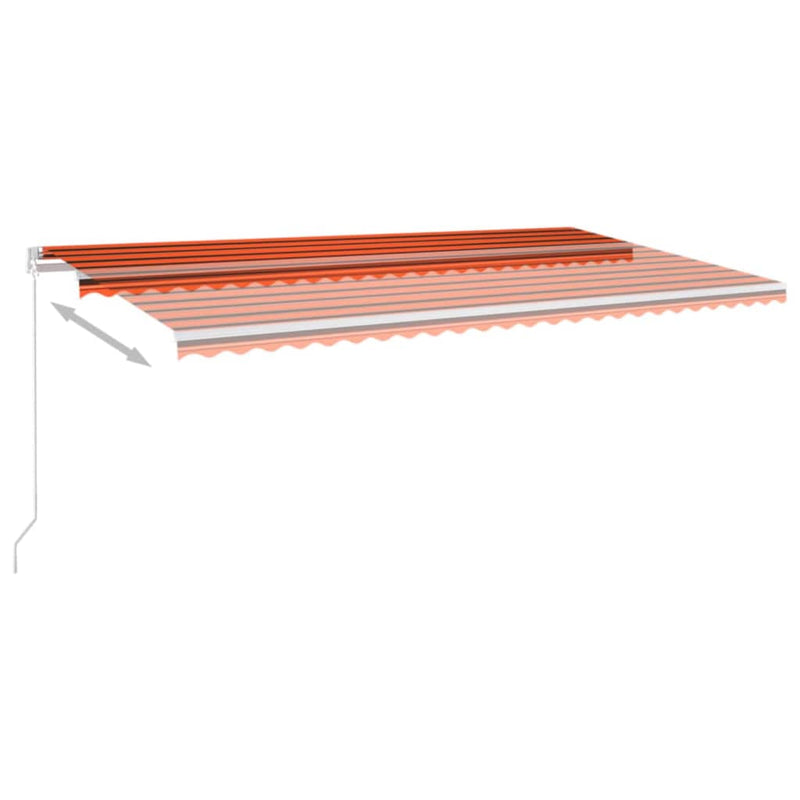 vidaXL narancs és barna kézzel kihúzható LED-es napellenző 600x300 cm