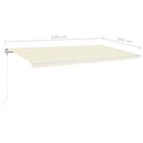 vidaXL krémszínű automata szélérzékelős és LED-es napellenző 600x300cm