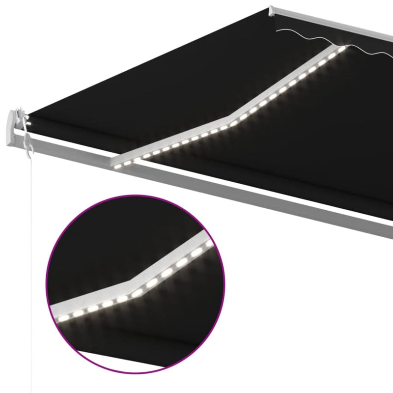 vidaXL antracitszürke szélérzékelős és LED-es napellenző 600x300 cm