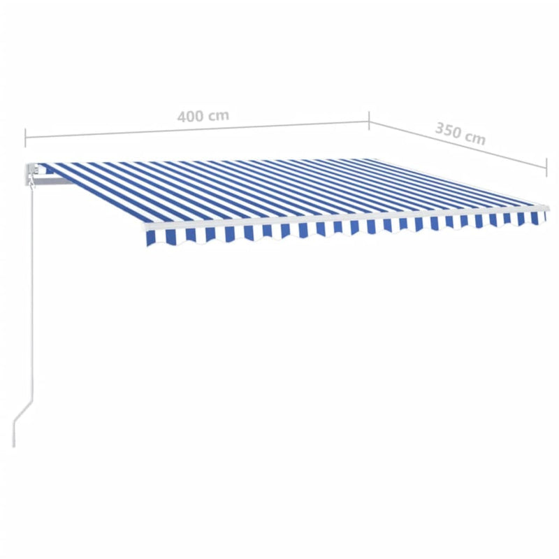 vidaXL kék és fehér kézzel kihúzható napellenző 400 x 350 cm