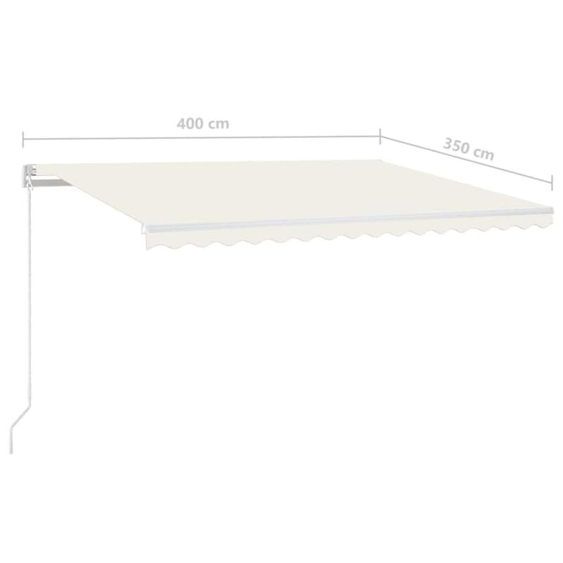 vidaXL krémszínű kézzel kihúzható napellenző 400 x 350 cm