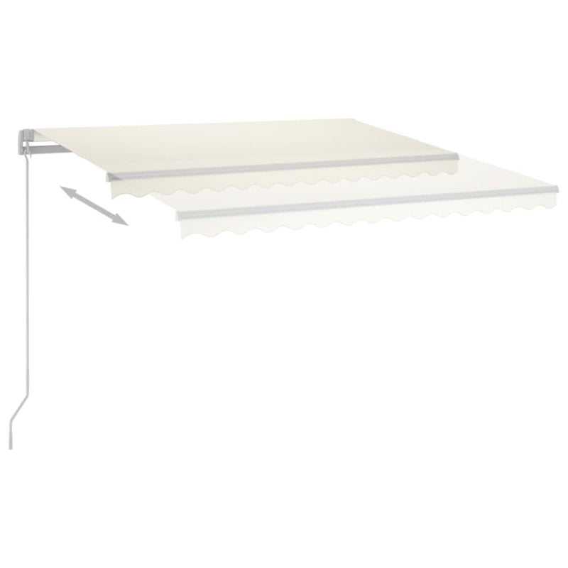 vidaXL krémszínű kézzel kihúzható LED-es napellenző 400 x 350 cm