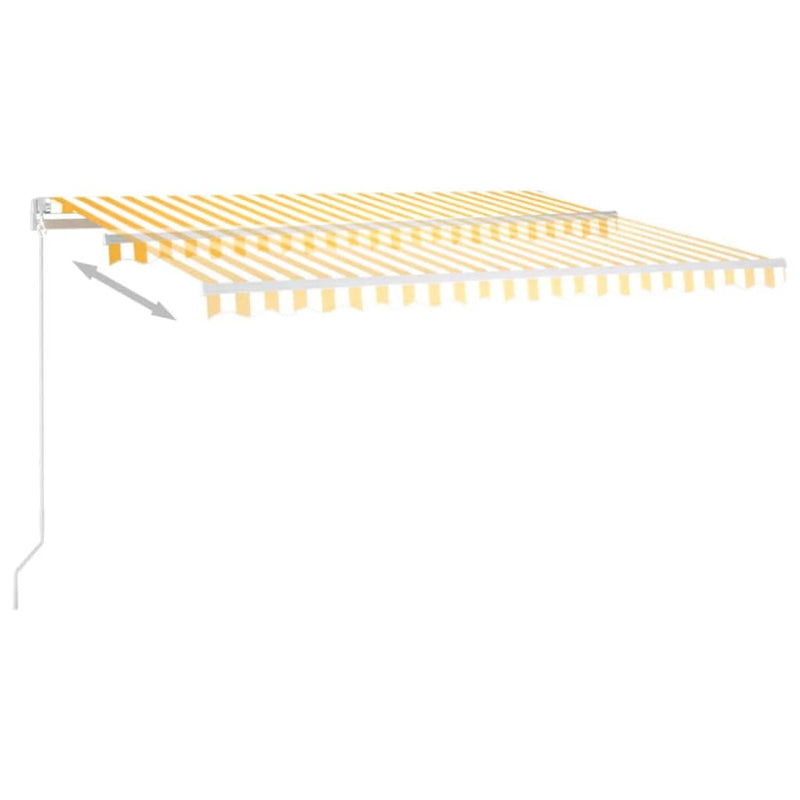vidaXL sárga és fehér kézzel kihúzható LED-es napellenző 400 x 350 cm