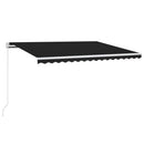 vidaXL antracitszürke kézzel kihúzható LED-es napellenző 400 x 350 cm