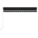 vidaXL antracitszürke kézzel kihúzható LED-es napellenző 400 x 350 cm