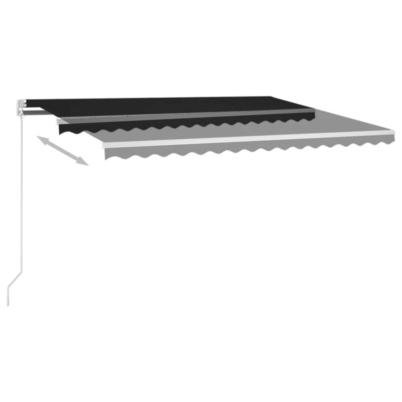vidaXL antracitszürke kézzel kihúzható LED-es napellenző 400 x 350 cm