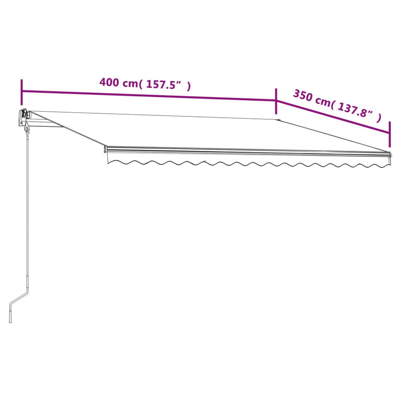 vidaXL sárga és fehér automata napellenző 400 x 350 cm