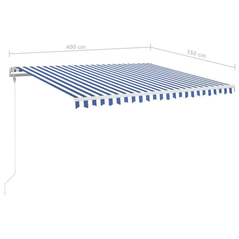 vidaXL kék/fehér automata szélérzékelős és LED-es napellenző 400x350cm