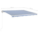 vidaXL kék/fehér automata szélérzékelős és LED-es napellenző 400x350cm