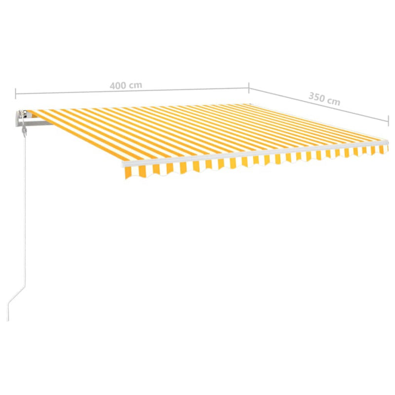 vidaXL sárga-fehér szélérzékelős és LED-es napellenző 400x350 cm