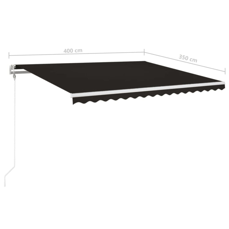 vidaXL antracitszürke szélérzékelős és LED-es napellenző 400x350 cm