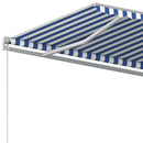 vidaXL kék és fehér kézzel kihúzható napellenző 450 x 350 cm