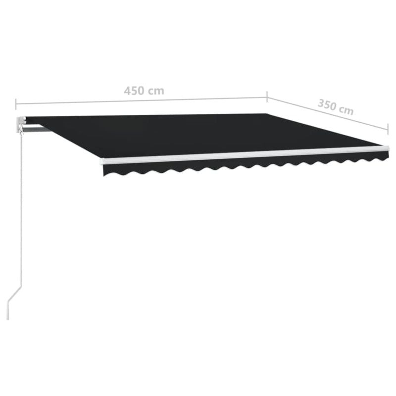 vidaXL antracitszürke kézzel kihúzható napellenző 450 x 350 cm