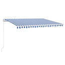 vidaXL kék és fehér kézzel kihúzható LED-es napellenző 450 x 350 cm