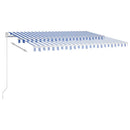 vidaXL kék és fehér kézzel kihúzható LED-es napellenző 450 x 350 cm