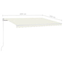 vidaXL krémszínű kézzel kihúzható LED-es napellenző 450 x 350 cm