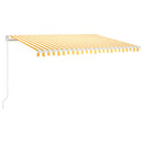 vidaXL sárga és fehér kézzel kihúzható LED-es napellenző 450 x 350 cm