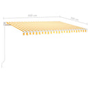 vidaXL sárga és fehér kézzel kihúzható LED-es napellenző 450 x 350 cm