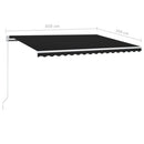 vidaXL antracitszürke kézzel kihúzható LED-es napellenző 450 x 350 cm