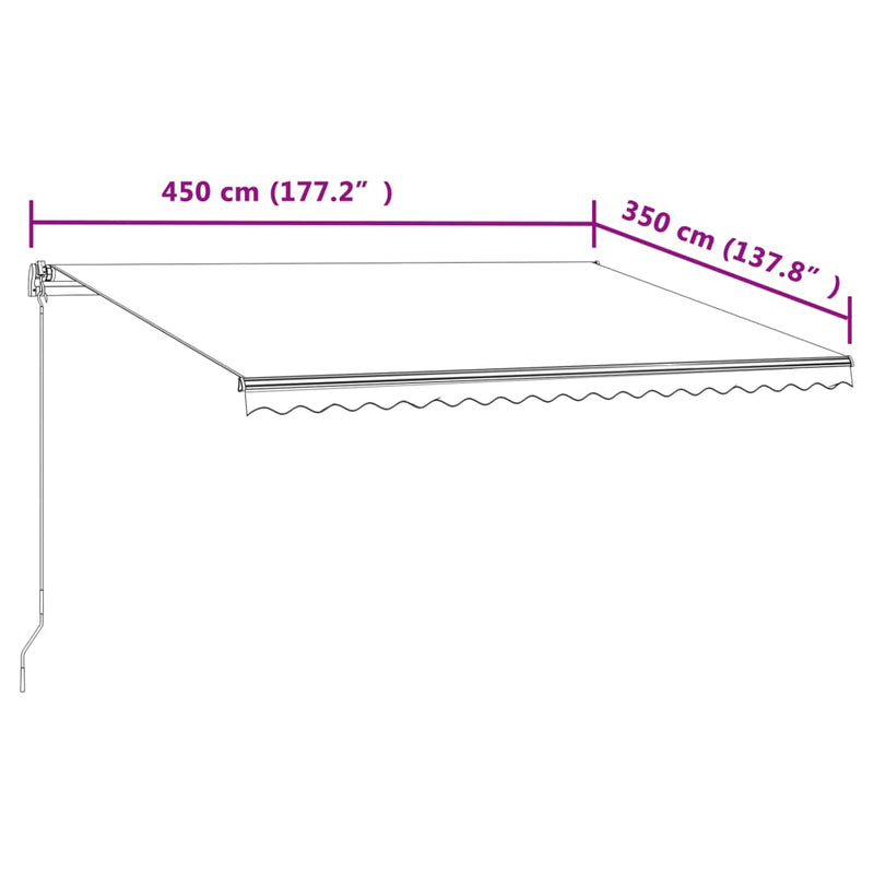 vidaXL sárga és fehér automata napellenző 450 x 350 cm