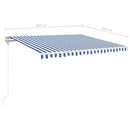 vidaXL kék/fehér automata szélérzékelős és LED-es napellenző 450x350cm