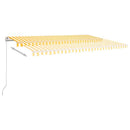 vidaXL sárga és fehér kézzel kihúzható napellenző 500 x 350 cm