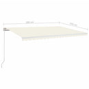 vidaXL krémszínű kézzel kihúzható LED-es napellenző 500x350 cm