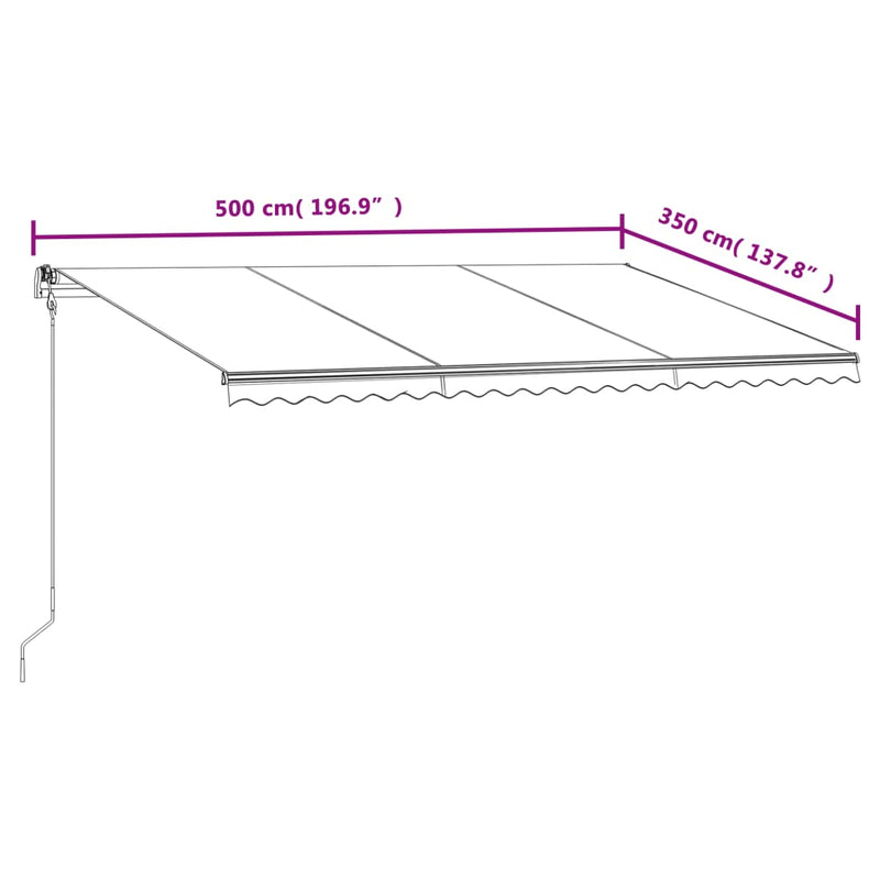 vidaXL sárga és fehér automata napellenző 500 x 350 cm