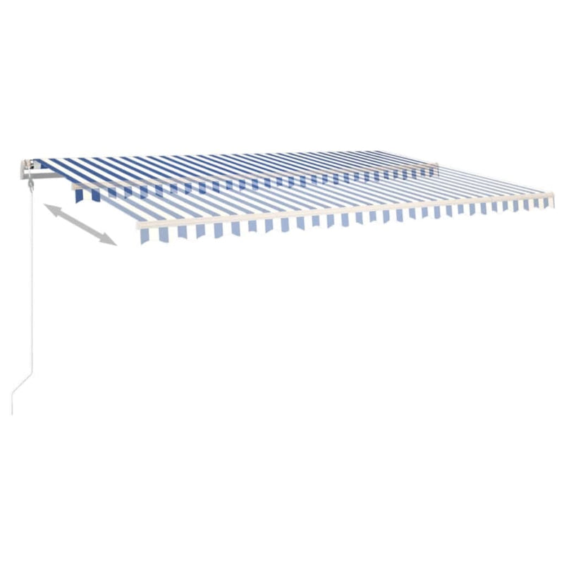 vidaXL kék/fehér automata szélérzékelős és LED-es napellenző 500x350cm