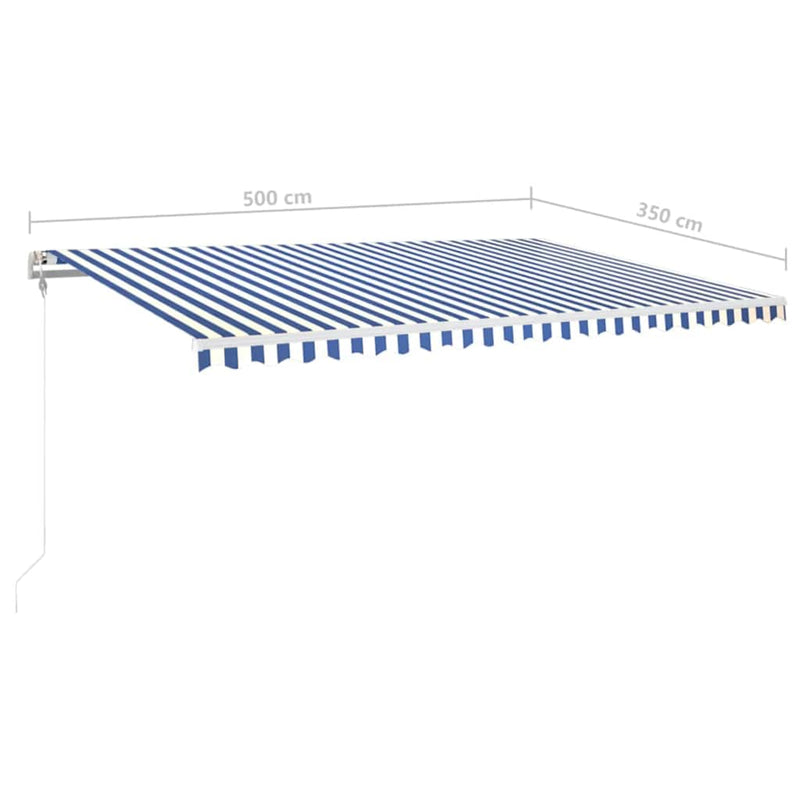 vidaXL kék/fehér automata szélérzékelős és LED-es napellenző 500x350cm