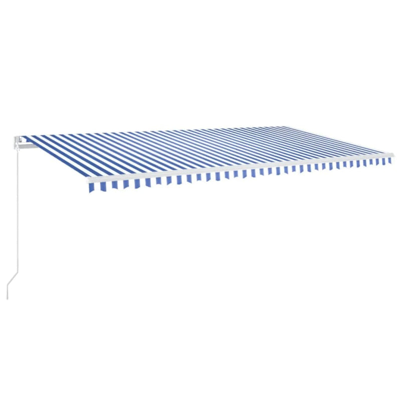 vidaXL kék és fehér kézzel kihúzható LED-es napellenző 600 x 350 cm