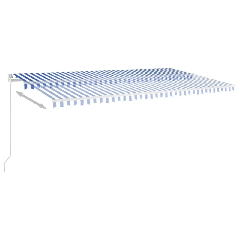 vidaXL kék és fehér kézzel kihúzható LED-es napellenző 600 x 350 cm