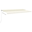 vidaXL krémszínű kézzel kihúzható LED-es napellenző 600 x 350 cm