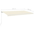 vidaXL krémszínű kézzel kihúzható LED-es napellenző 600 x 350 cm
