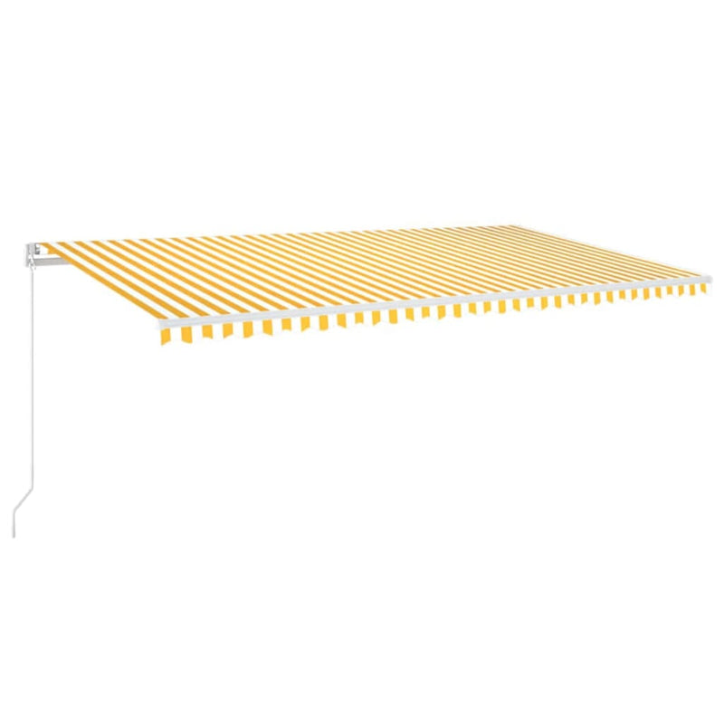 vidaXL sárga és fehér kézzel kihúzható LED-es napellenző 600 x 350 cm