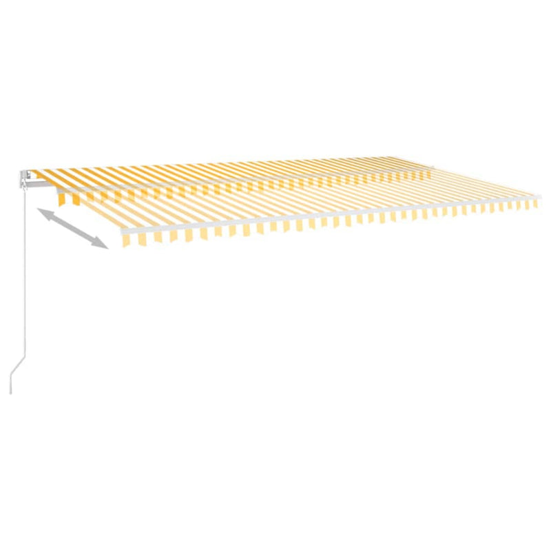vidaXL sárga és fehér kézzel kihúzható LED-es napellenző 600 x 350 cm