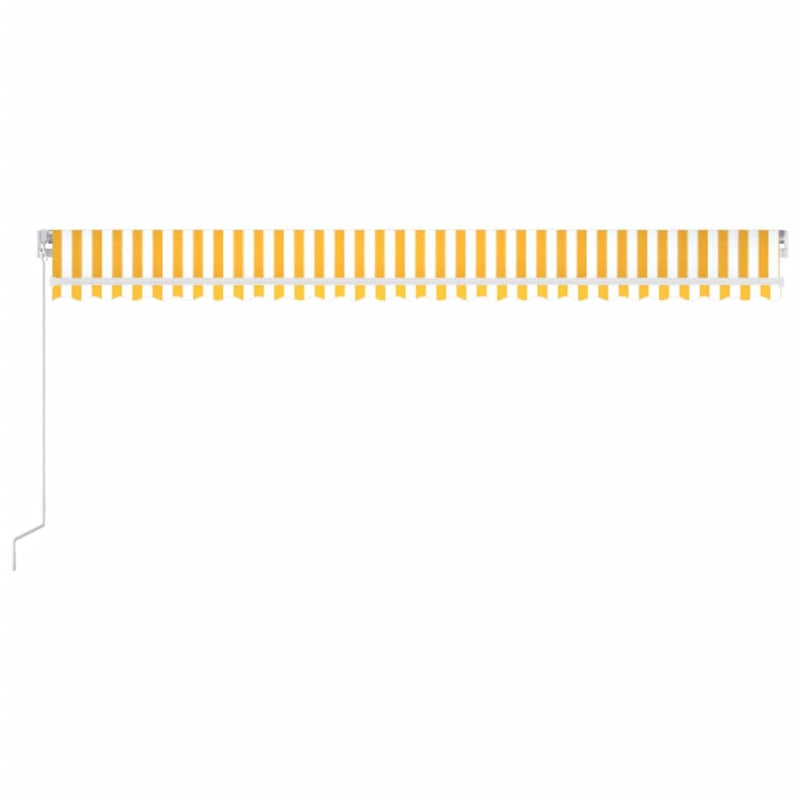 vidaXL sárga és fehér kézzel kihúzható LED-es napellenző 600 x 350 cm