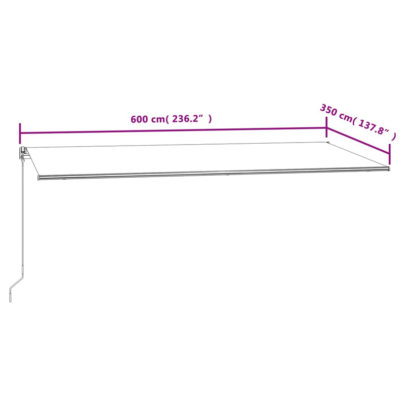 vidaXL sárga és fehér automata napellenző 600 x 350 cm