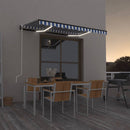 vidaXL kék/fehér automata szélérzékelős és LED-es napellenző 300x250cm