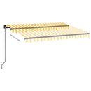 vidaXL sárga és fehér kézzel kihúzható napellenző 350 x 250 cm