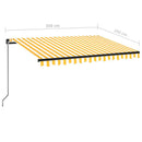 vidaXL sárga és fehér kézzel kihúzható napellenző 350 x 250 cm