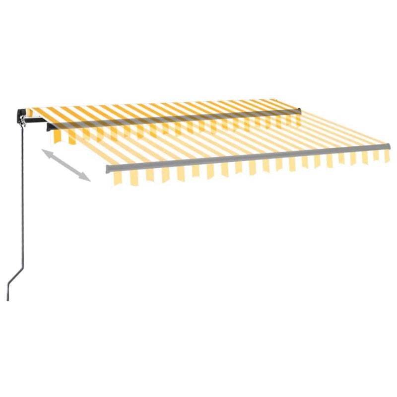 vidaXL sárga és fehér kézzel kihúzható LED-es napellenző 350 x 250 cm