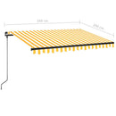 vidaXL sárga és fehér kézzel kihúzható LED-es napellenző 350 x 250 cm