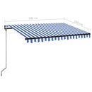 vidaXL kék/fehér automata szélérzékelős és LED-es napellenző 350x250cm