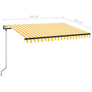 vidaXL sárga-fehér szélérzékelős és LED-es napellenző 350 x 250 cm
