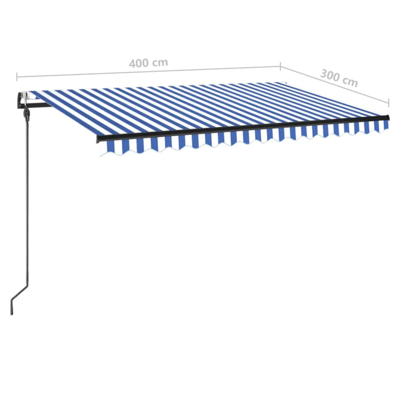 vidaXL kék/fehér automata szélérzékelős és LED-es napellenző 400x300cm